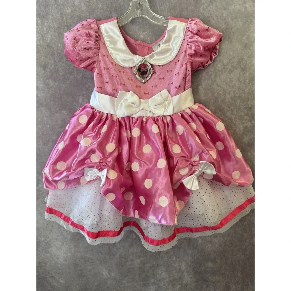 Disney Minnie Mouse Costume Dress 18-24M Pink Polka Dot Tulle Toddler Girls
